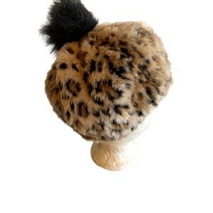 St. Bernard for Dunne Faux Animal Fur Hat Pom Top One Size
